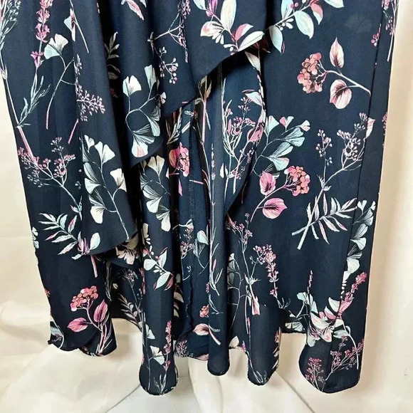 Banana Republic Size 2 High Low Ruffled Dress Navy Sleeveless Sundress - Picture 6 of 16